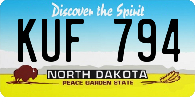 ND license plate KUF794