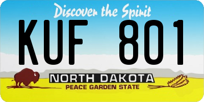 ND license plate KUF801