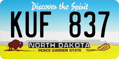 ND license plate KUF837