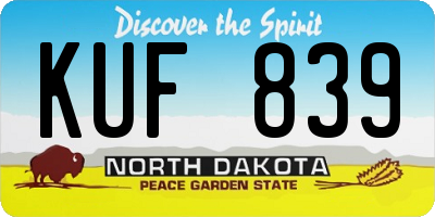 ND license plate KUF839