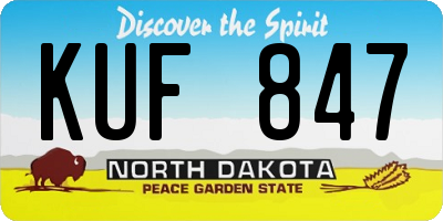 ND license plate KUF847