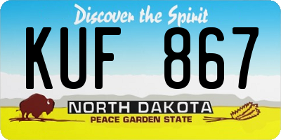 ND license plate KUF867