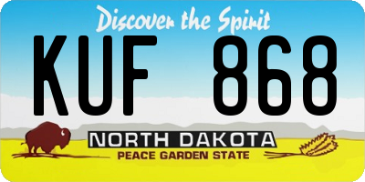 ND license plate KUF868