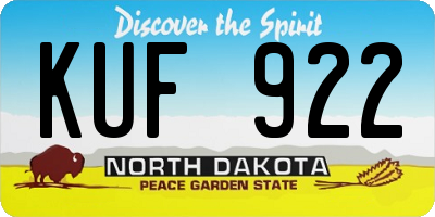 ND license plate KUF922