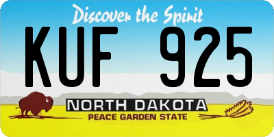ND license plate KUF925