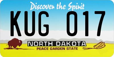 ND license plate KUG017