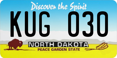 ND license plate KUG030
