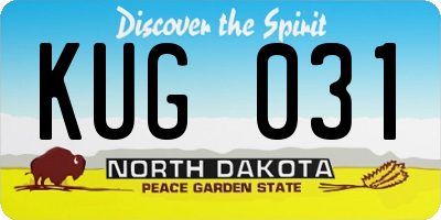 ND license plate KUG031