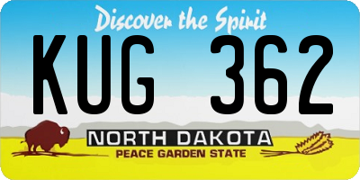 ND license plate KUG362