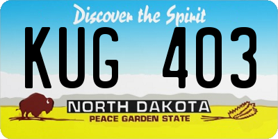 ND license plate KUG403