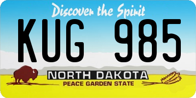 ND license plate KUG985