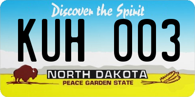 ND license plate KUH003