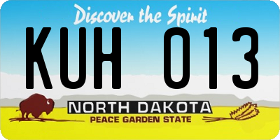 ND license plate KUH013
