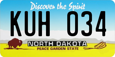 ND license plate KUH034