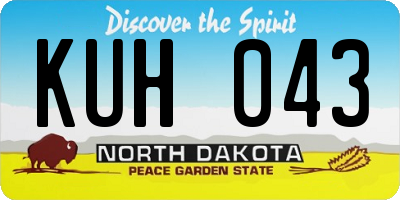 ND license plate KUH043