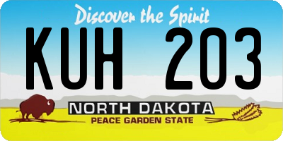 ND license plate KUH203
