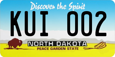 ND license plate KUI002