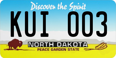 ND license plate KUI003