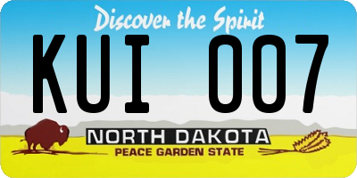ND license plate KUI007