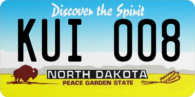 ND license plate KUI008
