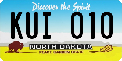 ND license plate KUI010