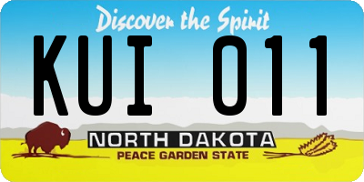 ND license plate KUI011