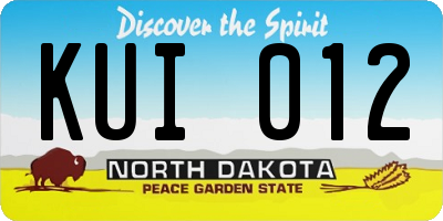 ND license plate KUI012