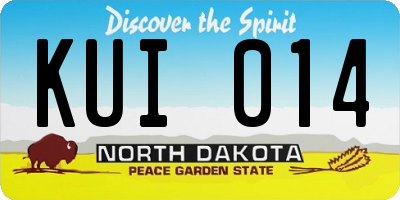 ND license plate KUI014