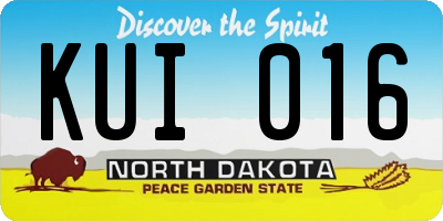ND license plate KUI016