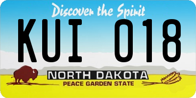 ND license plate KUI018