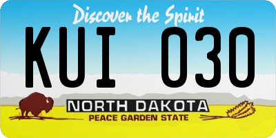 ND license plate KUI030