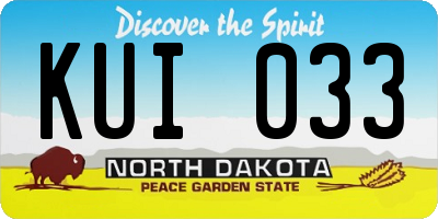 ND license plate KUI033