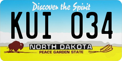 ND license plate KUI034