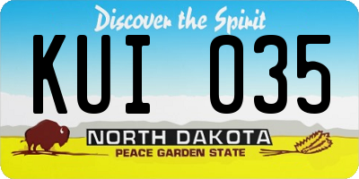 ND license plate KUI035