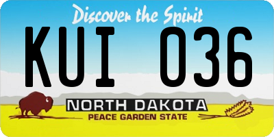 ND license plate KUI036