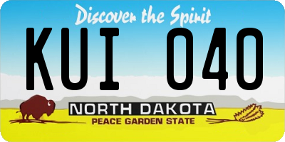 ND license plate KUI040
