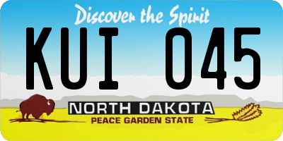 ND license plate KUI045