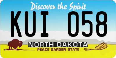 ND license plate KUI058