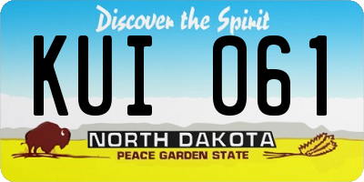 ND license plate KUI061