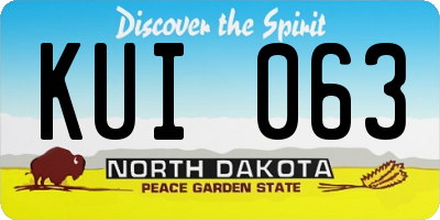 ND license plate KUI063