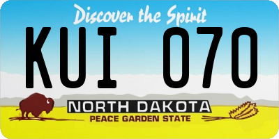ND license plate KUI070