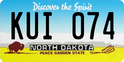 ND license plate KUI074