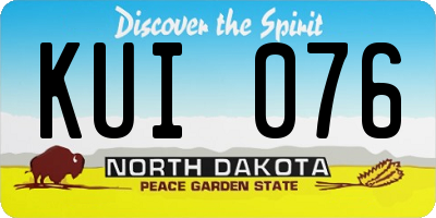 ND license plate KUI076
