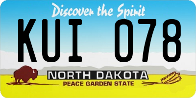 ND license plate KUI078