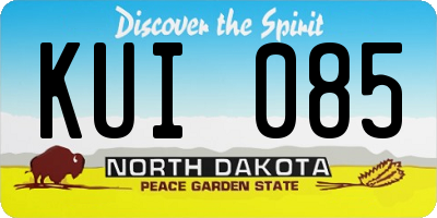 ND license plate KUI085