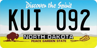 ND license plate KUI092