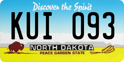 ND license plate KUI093