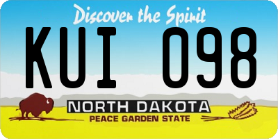 ND license plate KUI098