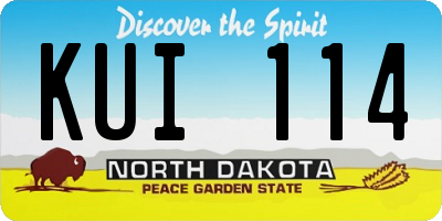 ND license plate KUI114