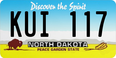 ND license plate KUI117